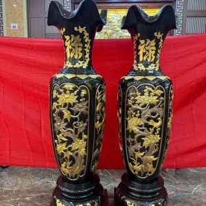 HOÀN THIỆN ĐÔI LỌ TỨ QUÝ HÀNG ĐẶT  CAO 1M72 DÁT ĐIỂM VÀNG