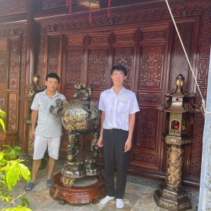 ĐỈNH CẦU + ĐÔI ĐÈN 1M65 CHẤT LIỆU ĐỒNG ĐỎ ĐƯỢC KHÁCH HƯNG YÊN LỰA CHỌN VỀ NHÀ THỜ