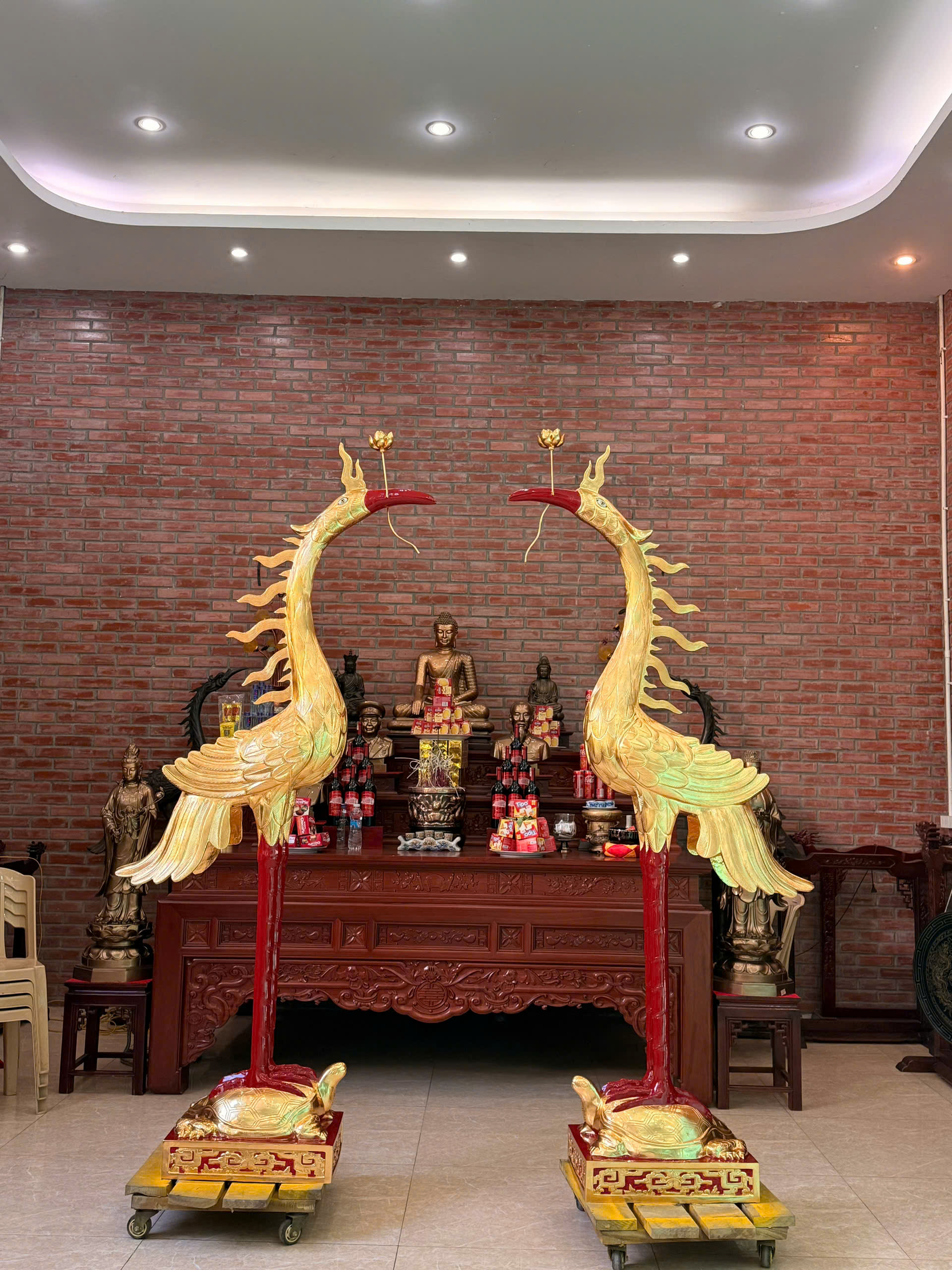 hạc thờ dát vàng