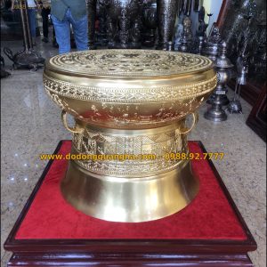 Quả trống đồng dát vàng 9999 đường kính 50cm