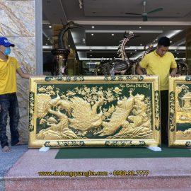 Tranh đồng Ngọc Đường Phú Quý dát vàng 9999 hàng đặt