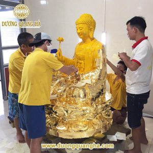 Tượng Phật A Di Đà cao 2m dát vàng 9999