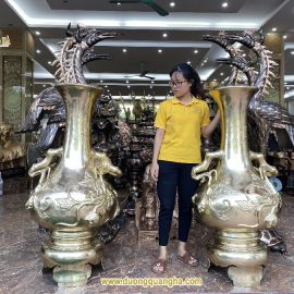 Lọ Lộc Bình đồng vàng cát tút cao cấp