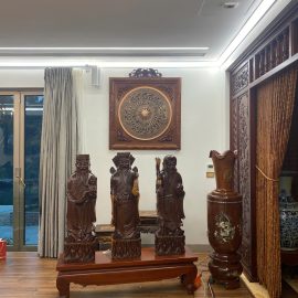 MẶT TRỐNG 80CM ĐÃ KHUNG GỖ GỤ ĐÃ VỀ VỚI GIA ĐÌNH KHÁCH TẠI HOA LƯ NINH BÌNH