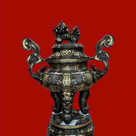 HOÀN THIỆN ĐỈNH TAI MÂY 1M17 KHẢM DÁT ĐIỂM VÀNG ĐỒNG ĐỎ CAO CẤP