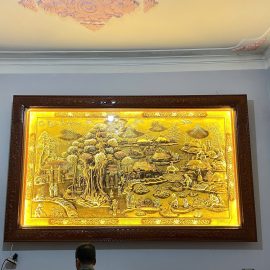 TRANH CỘI NGUỒN QUÊ HƯƠNG 1M55X2M55 ĐÃ BÀN GIAO VÀ LẮP ĐẶT TẠI NHÀ KHÁCH NINH BÌNH