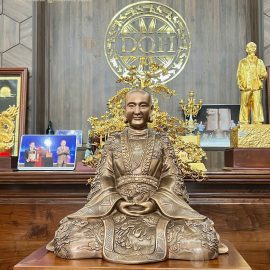 HOÀN THIỆN TƯỢNG NGÀI NGUYỄN MINH KHÔNG CHẤT LIỆU ĐỒNG ĐỎ CAO CẤP