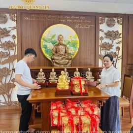 TƯỢNG BÁC HỒ NGỒI THIỀN ĐỒNG ĐỎ CAO 89CM